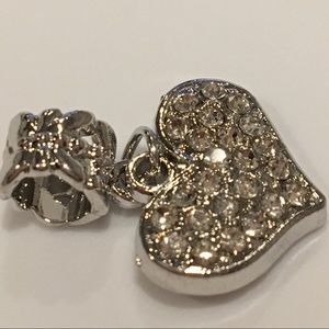 Silver heart charm with crystals